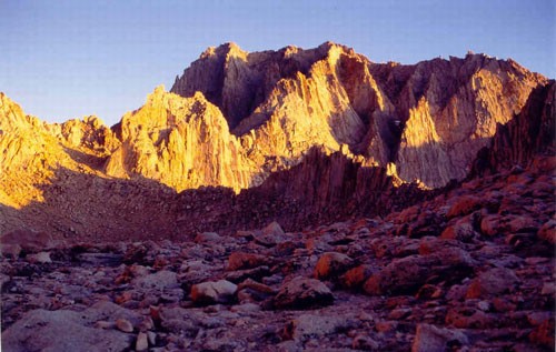 Mt. Russell from Iceberg Lake, near the base of the East Buttress of M...