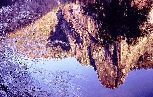 My dad took this picture of Sentinel Rock reflecting in a pond.