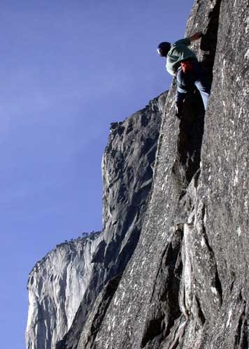 Chris McNamara on the third pitch with El Capitan in the background.