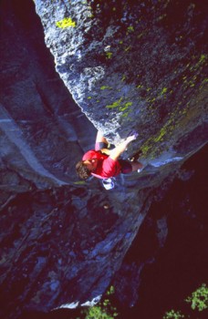 Sean Jones on the stunning arête of Close to the Edge &#40;5.12c&#41;,...