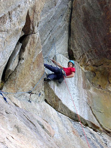 Jonas Waterman leading the roof, pitch 5. &#40;12c&#41;