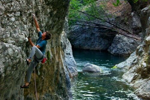 Bernd Zeugswetter, It Is It, 5.12b, Wheeler Gorge, Ojai, Calif.