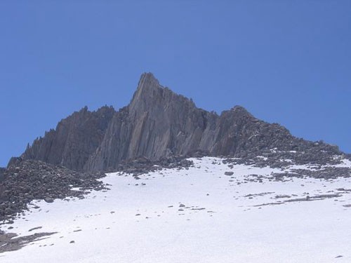 Looking up at the first part of the east ridge route.