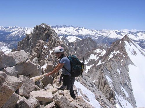 Climbing on the route.