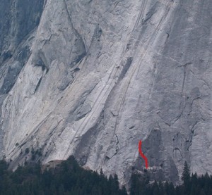 Glacier Point Apron - Point Beyond Direct 5.8 - Yosemite Valley, California USA. Click to Enlarge