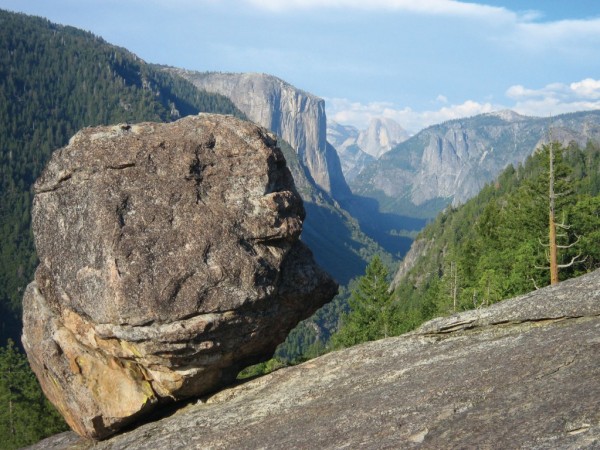 The main boulder with stunning view of Yosemite Valley.