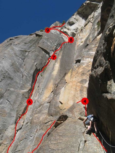 Looking up at the upper part of the route.