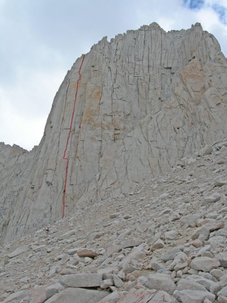 Looking up at the route from the base.