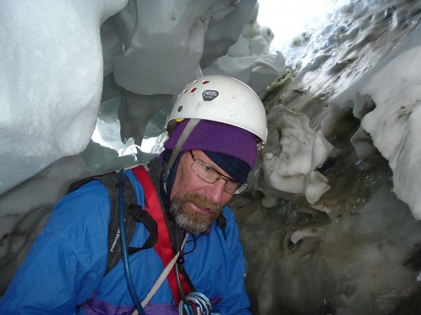 In the Bergshrund below the V Notch Couloir.