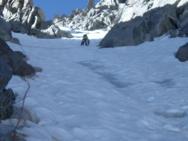 Breaking right near the top of the V Notch Couloir