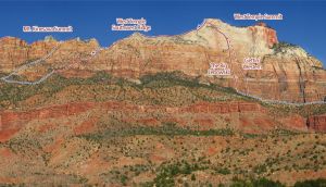 West Temple - Southwest Ridge III/IV 5.7 - Zion National Park, Utah, USA. Click to Enlarge