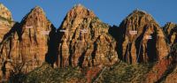 Three Marys - Southwest Face, C.T. Chimney III/IV 5.10 - Zion National Park, Utah, USA. Click to Enlarge