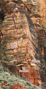 Headache Area, Tunnel Wall - Cowboy Coffee  - Zion National Park, Utah, USA. Click to Enlarge