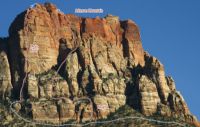 Johnson Mountain - Mojo Risin IV 5.11 or 5.10 C1 - Zion National Park, Utah, USA. Click to Enlarge