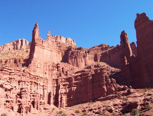 A view from the approach: corkscrew summit in center and route hidden ...