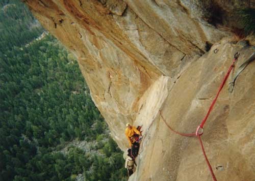 Looking down at Belay 7.