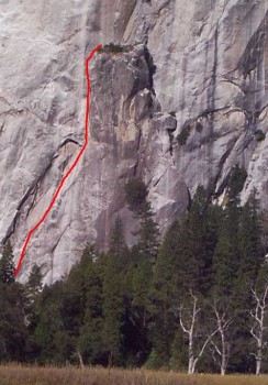 Rixon's Pinnacle - West Face 5.10c - Yosemite Valley, California USA. Click to Enlarge