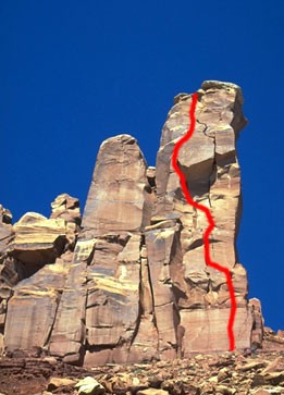 The climbing route as seen from the base.