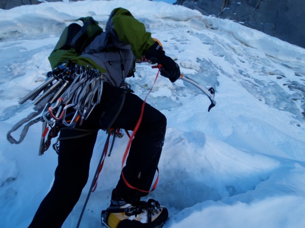 The author tackling the Bergschrund