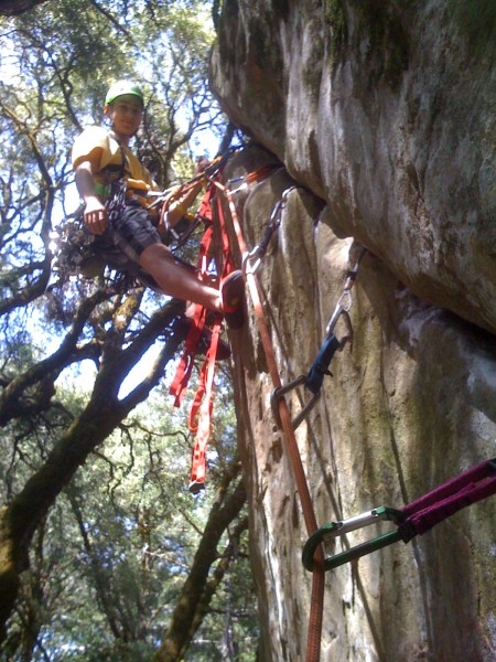 Mike's 1st aid lead, the 30 ft Pyramid Crack, 5.10a