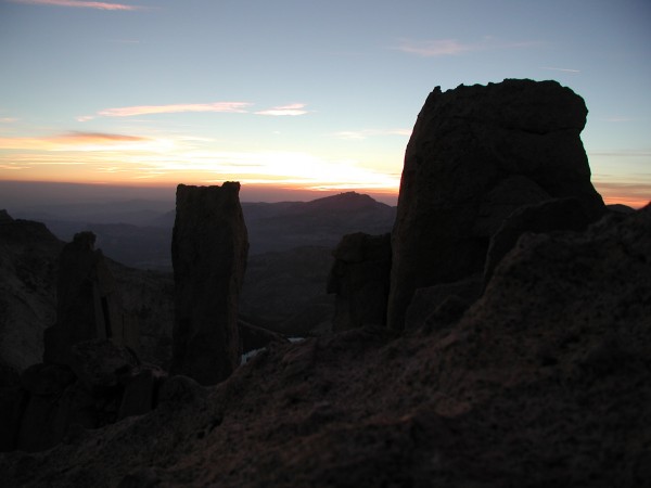 The summit blocks at sunset.