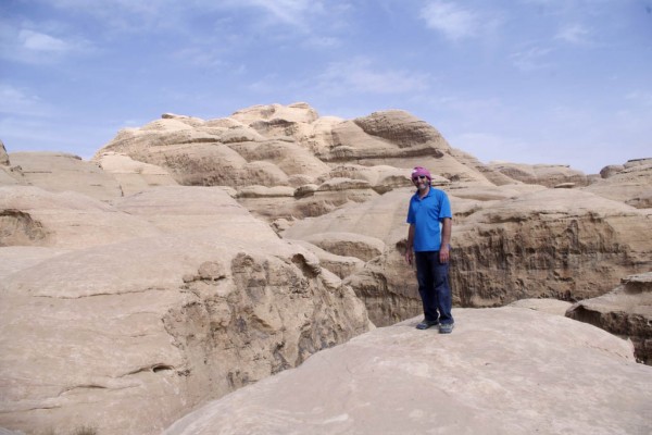 Domes of white Rum sandstone on the summit plateau of Jebel Khazali. W...