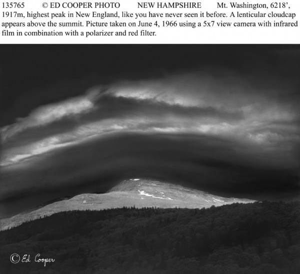 Mt Washington & lenticular cloudcap, BW, NH