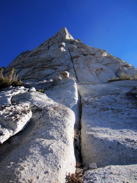 The obvious line up the West Pillar of Eichorn Pinnacle.