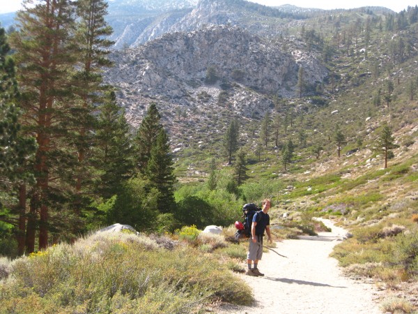 Zach approaching Temple Crag.