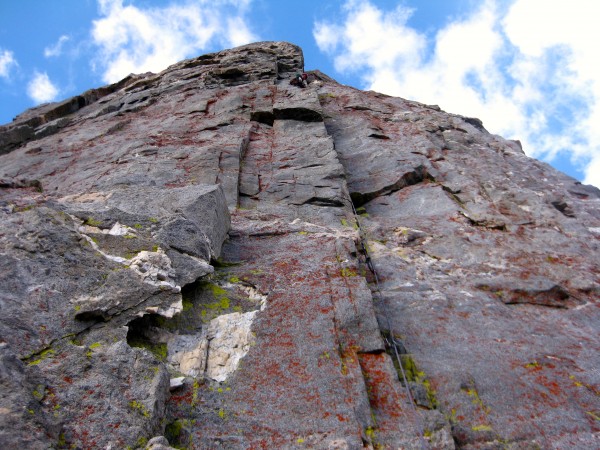 Zach at the top of the first technical pitch on Dark Star.