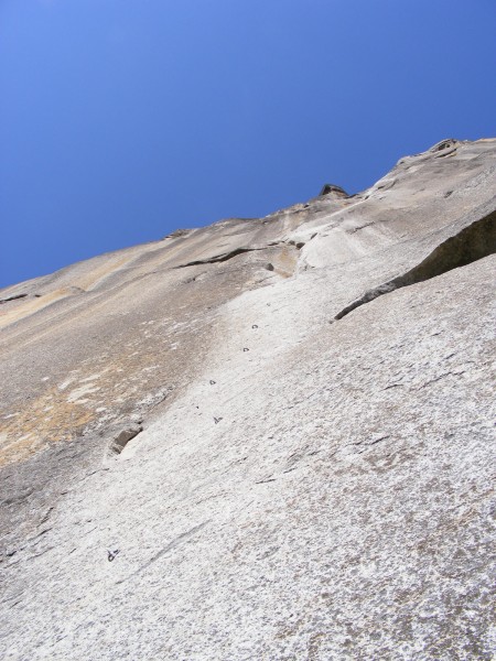 The start of pitch 4. The black speck on the skyline is the hanging cu...