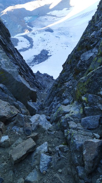 Underhill Couloir, the final crux