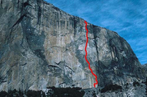 Image of the route on El Cap <br/>
Credit: Supertopo