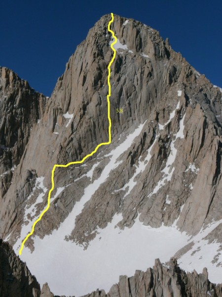Mt. Whitney North Face, hammerless solo FA 5.8 1971