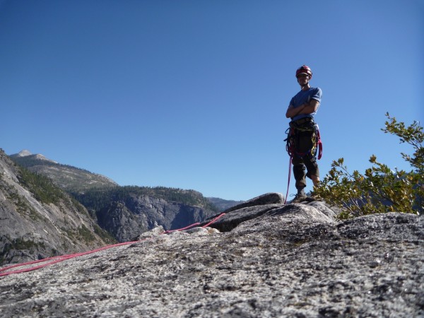 posing on the summit of Washington column