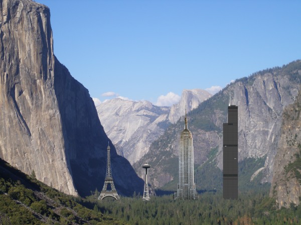 El Cap scale comparison with well known vertical icons. Measurements a...