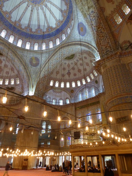 Inside the Blue Mosque...no paintings, only spectacular calligraphy an...