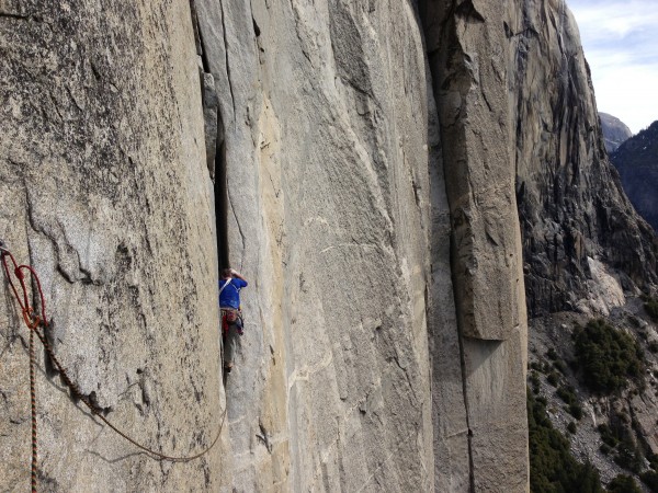 Sean Leary leading off of dolt Tower