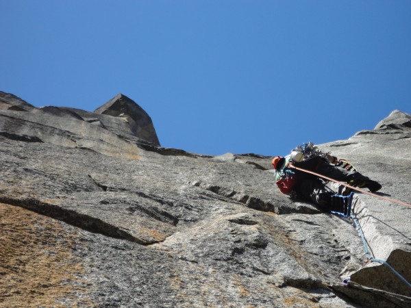 Andy leading up pitch 6