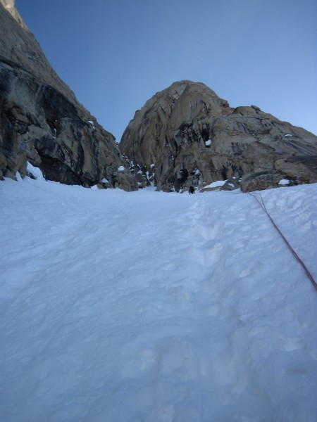Steve on the sharp end - we simul-climbed the next 5 pitches up steep,...