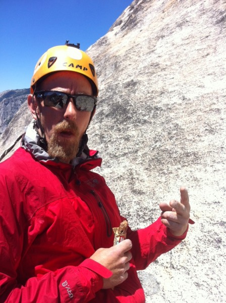 me chewing down a bar after the awesome slab roof pitch