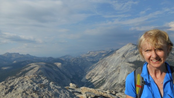 Bronwen happy on the summit, an ambition realised!