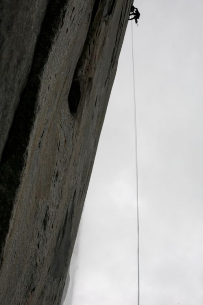 This is Calder setting up a belay. Looking at El Cap from a distance, ...