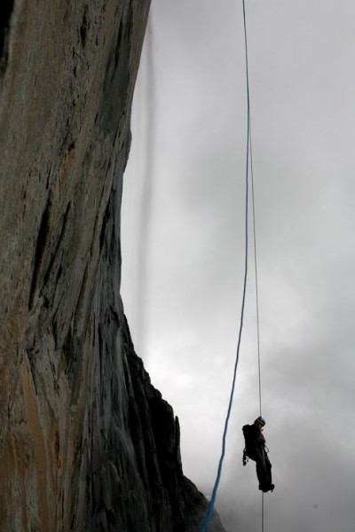 That's Enoch jugging with Horsetail Falls in the background.