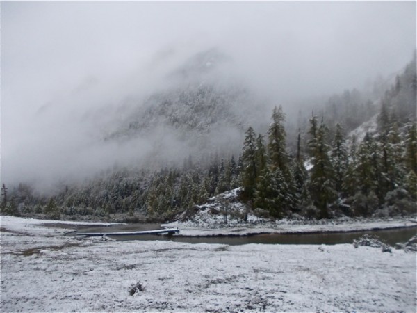 Snow one morning in basecamp