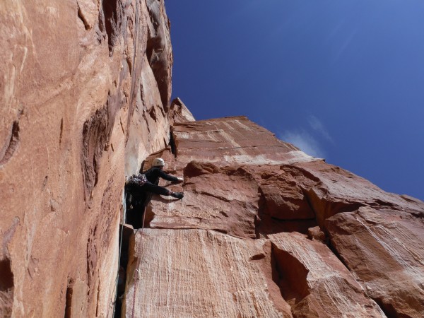 Nature starting the crux 3rd pitch