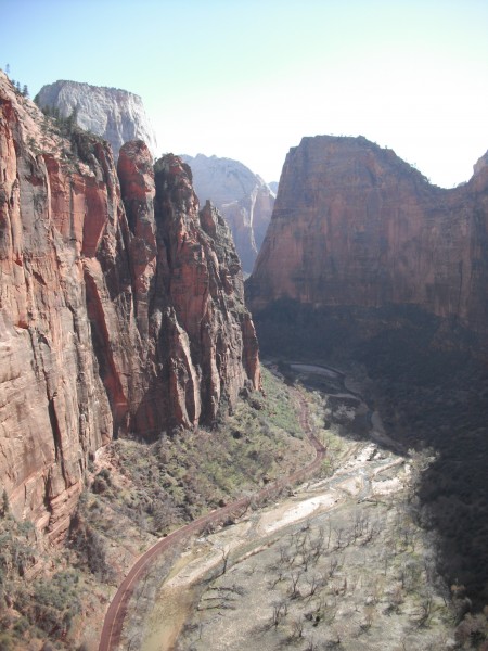 Down-canyon from Spaceshot. Angel's Landing is on the right.