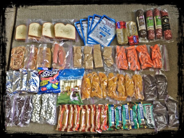 Food for Tribal Dawn: 4 PB&Honey sandwiches, 5 bags of Salmon, 2 tins ...