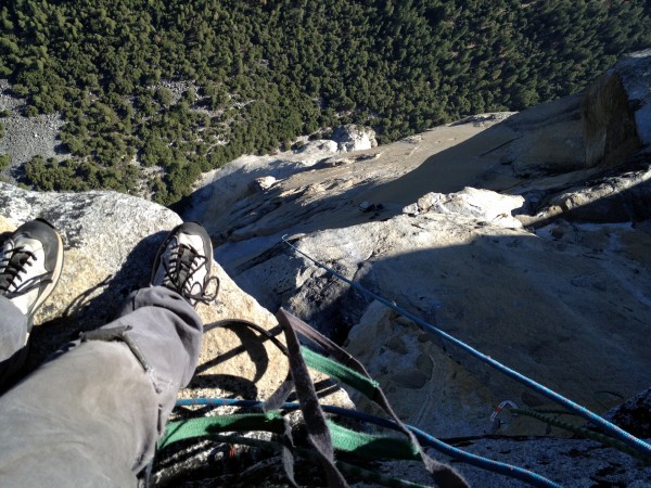 Ledge at the end of Pitch 12 and the end of climbing, Tribal Rite