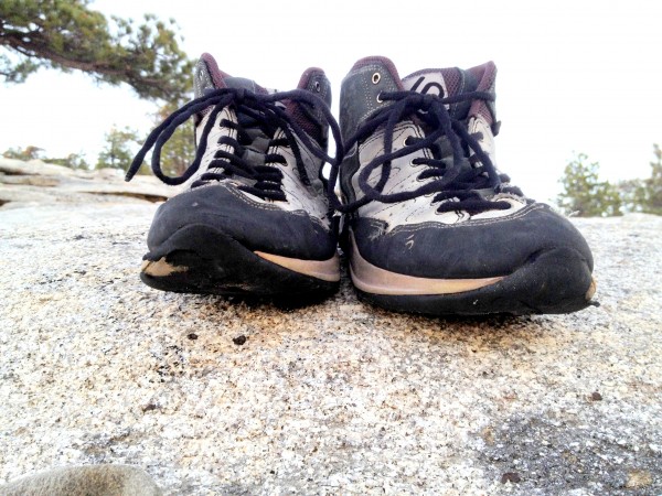 These shoes looked relatively new when the climb started.